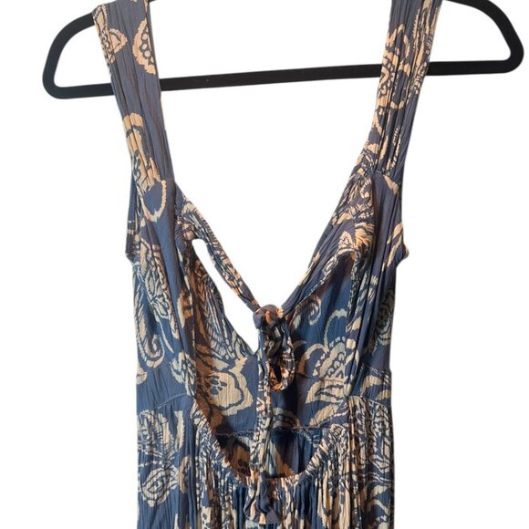 Angie Blue Floral Boho Tie-Front Maxi Dress | Women’s Size Large - Picture 2 of 5